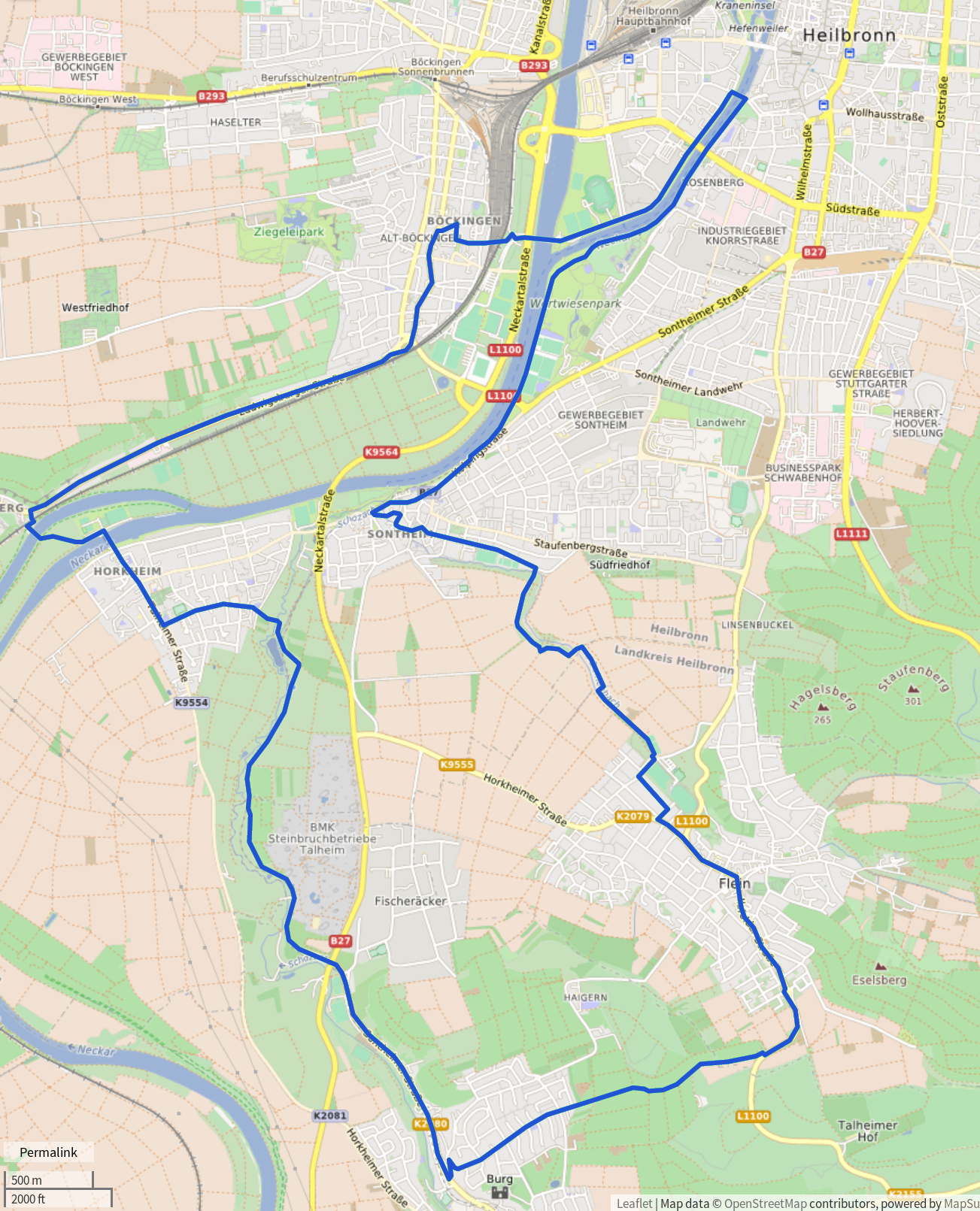 Heilbronner Trollinger Halbmarathon Streckenverlauf Karte